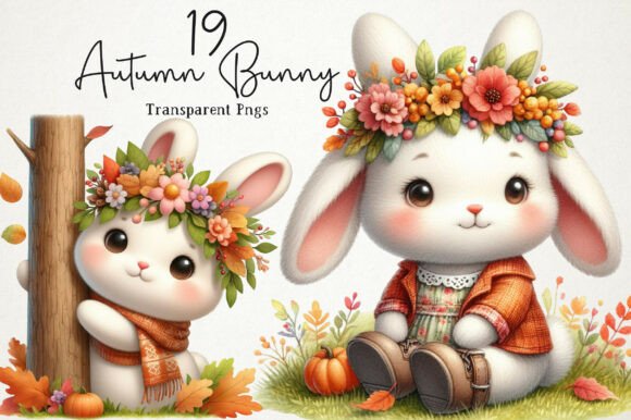Download Cute Autumn Bunny PNG Clipart - Premium Resources